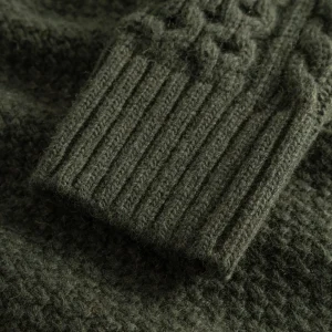 forét Knitwear | HYBRID CABLE KNIT - DARK MOSS
