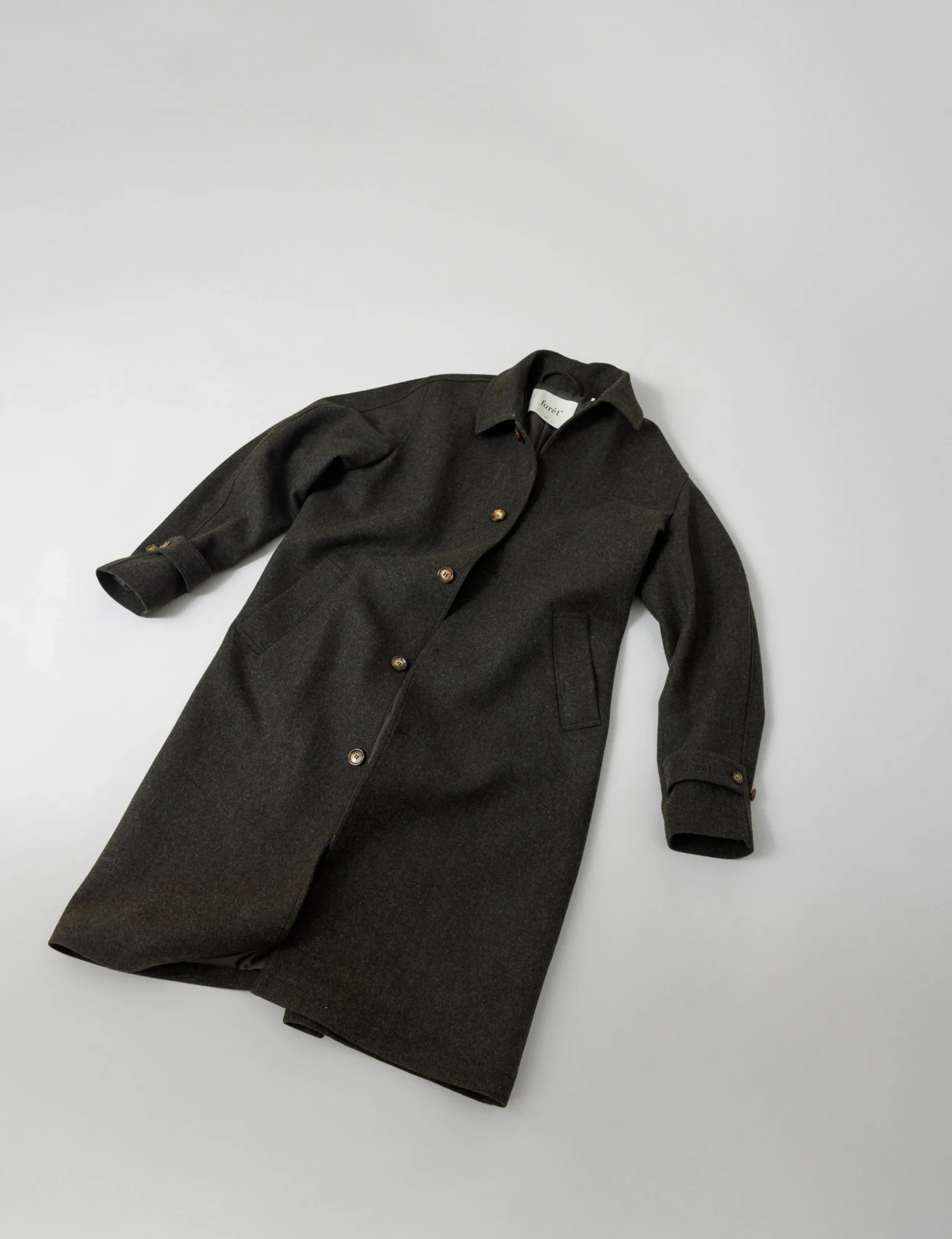 forét Jackets | PINE WOOL COAT - DARK MOSS MELANGÉ