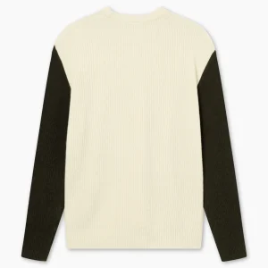 forét Knitwear | RELAX RIB KNIT - CLOUD/DARK MOSS