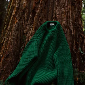forét Knitwear | Sweatshirts | TRIP CHUNKY RIB KNIT - GREEN